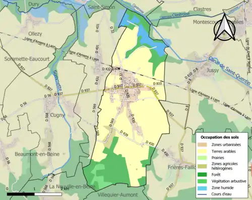 Carte en couleurs présentant l'occupation des sols.