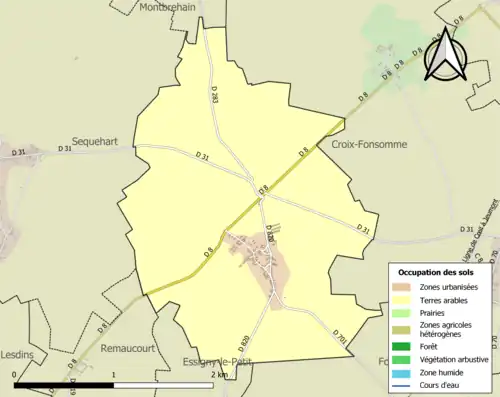 Carte en couleurs présentant l'occupation des sols.