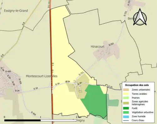 Carte en couleurs présentant l'occupation des sols.