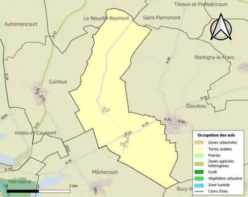 Carte en couleurs présentant l'occupation des sols.