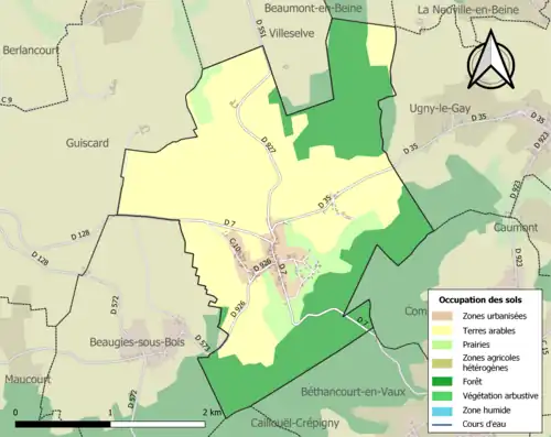 Carte en couleurs présentant l'occupation des sols.