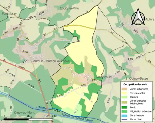 Carte en couleurs présentant l'occupation des sols.
