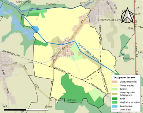 Carte en couleurs présentant l'occupation des sols.