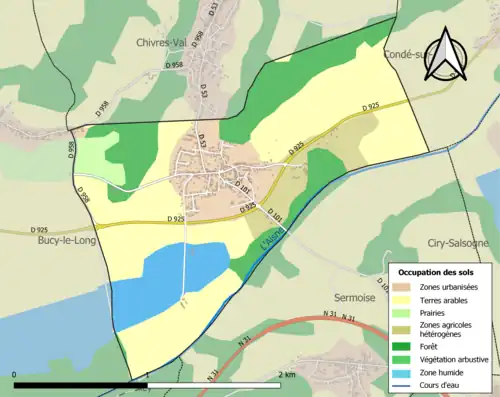 Carte en couleurs présentant l'occupation des sols.