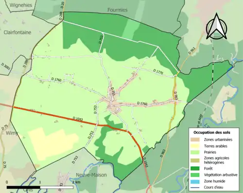 Carte en couleurs présentant l'occupation des sols.