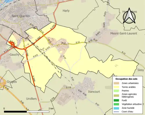 Carte en couleurs présentant l'occupation des sols.