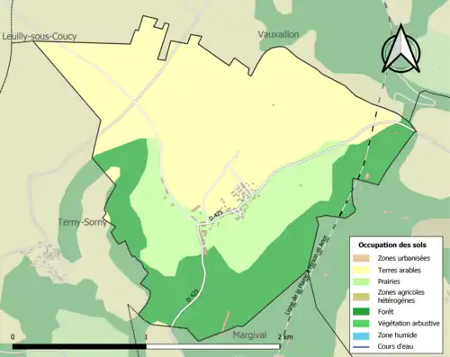 Carte en couleurs présentant l'occupation des sols.