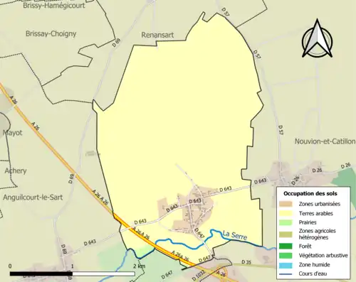 Carte en couleurs présentant l'occupation des sols.