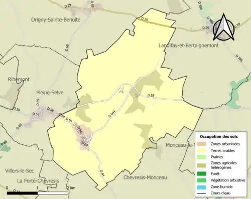Carte en couleurs présentant l'occupation des sols.