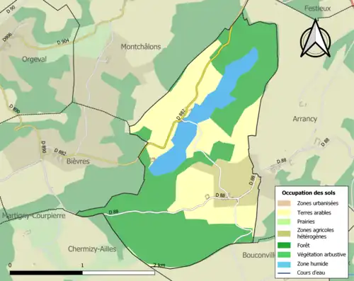 Carte en couleurs présentant l'occupation des sols.