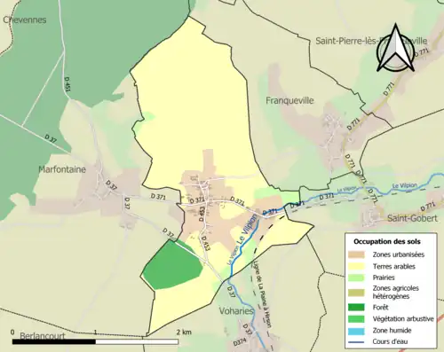 Carte en couleurs présentant l'occupation des sols.