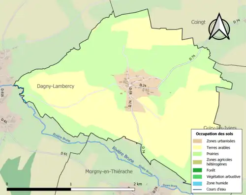 Carte en couleurs présentant l'occupation des sols.
