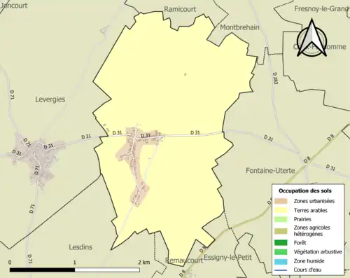 Carte en couleurs présentant l'occupation des sols.
