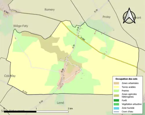 Carte en couleurs présentant l'occupation des sols.