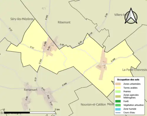 Carte en couleurs présentant l'occupation des sols.
