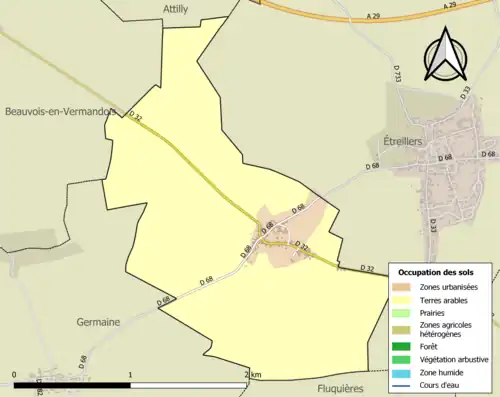 Carte en couleurs présentant l'occupation des sols.