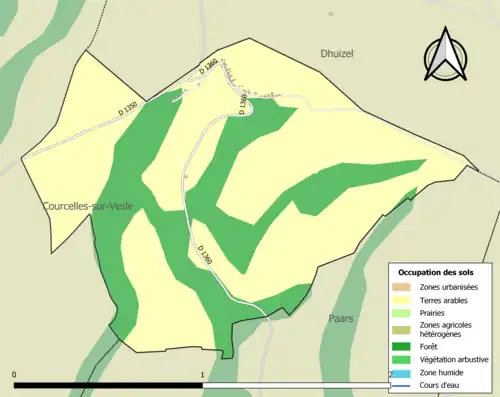 Carte en couleurs présentant l'occupation des sols.