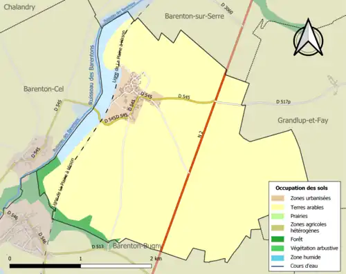 Carte en couleurs présentant l'occupation des sols.