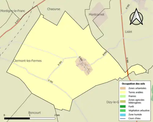 Carte en couleurs présentant l'occupation des sols.
