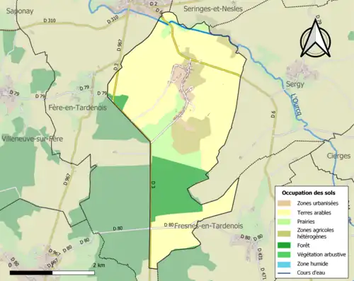 Carte en couleurs présentant l'occupation des sols.