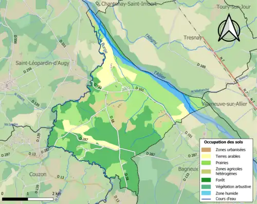 Carte en couleurs présentant l'occupation des sols.