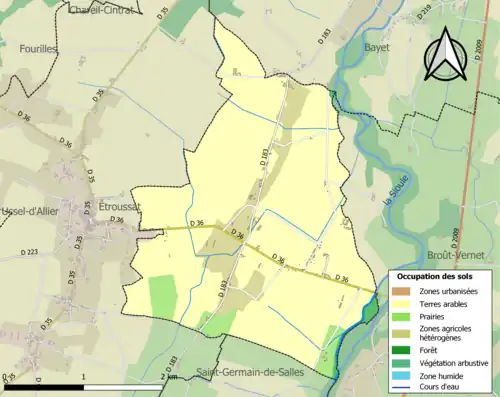 Carte en couleurs présentant l'occupation des sols.