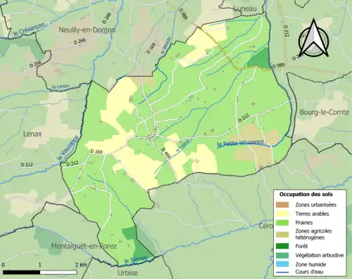 Carte en couleurs présentant l'occupation des sols.