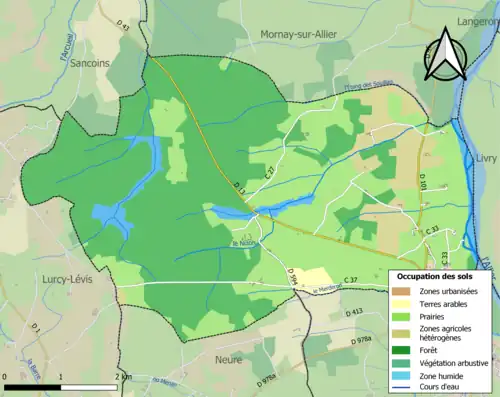 Carte en couleurs présentant l'occupation des sols.