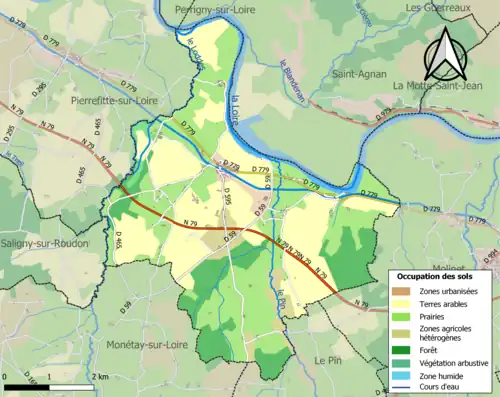 Carte en couleurs présentant l'occupation des sols.
