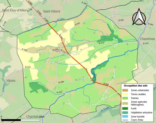 Carte en couleurs présentant l'occupation des sols.