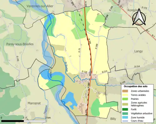 Carte en couleurs présentant l'occupation des sols.