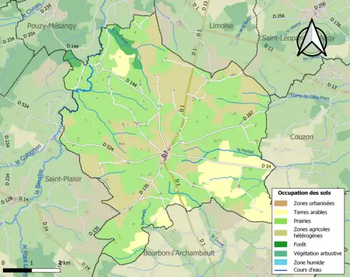 Carte en couleurs présentant l'occupation des sols.