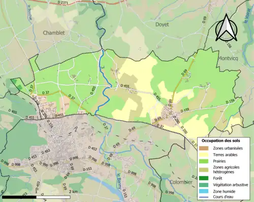 Carte en couleurs présentant l'occupation des sols.