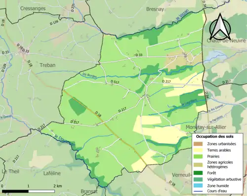Carte en couleurs présentant l'occupation des sols.