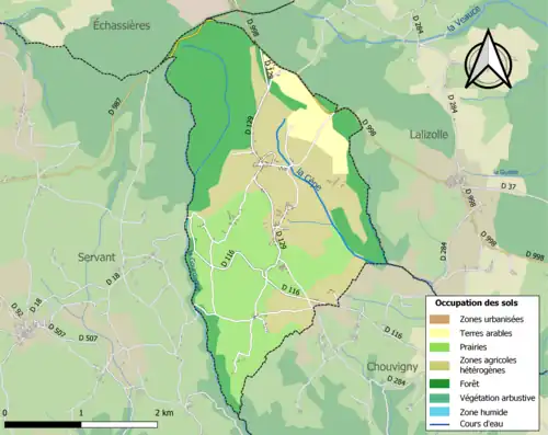 Carte en couleurs présentant l'occupation des sols.