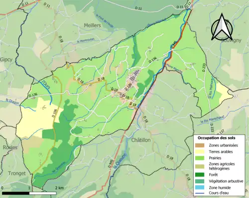 Carte en couleurs présentant l'occupation des sols.