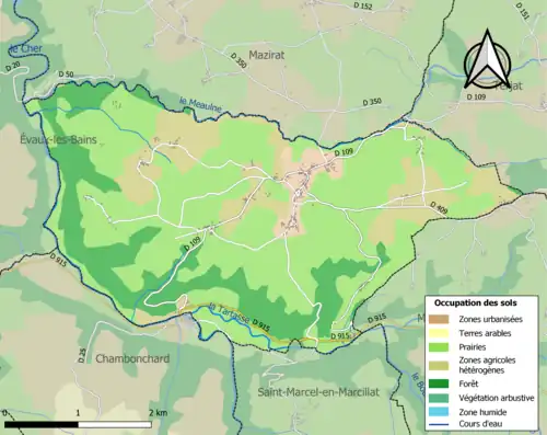 Carte en couleurs présentant l'occupation des sols.