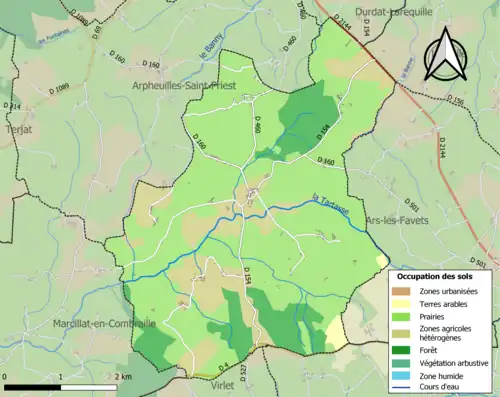Carte en couleurs présentant l'occupation des sols.