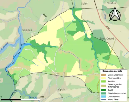Carte en couleurs présentant l'occupation des sols.