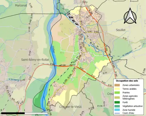 Carte en couleurs présentant l'occupation des sols.
