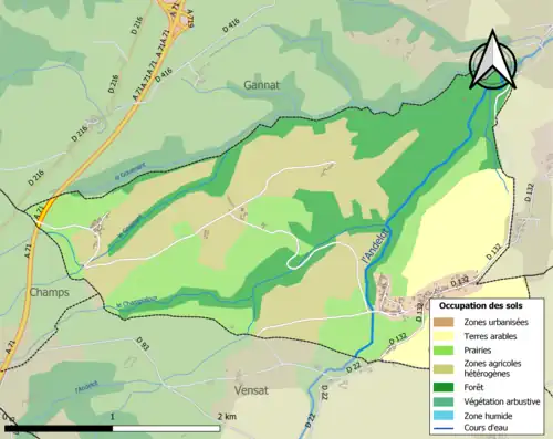 Carte en couleurs présentant l'occupation des sols.