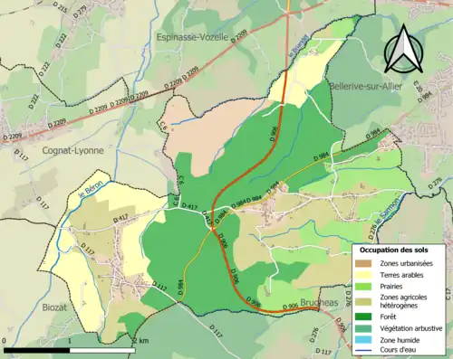 Carte en couleurs présentant l'occupation des sols.