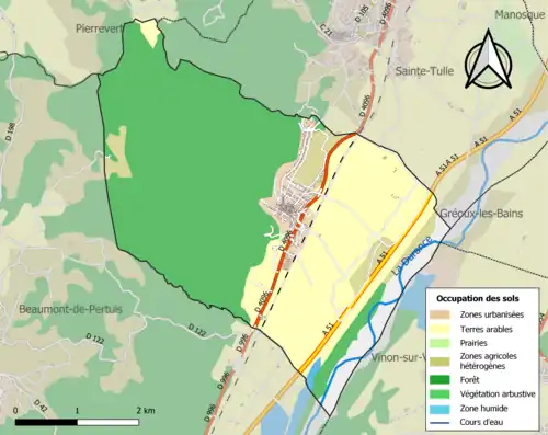 Carte en couleurs présentant l'occupation des sols.