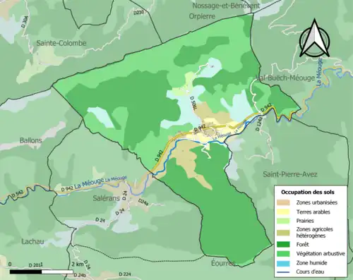 Carte en couleurs présentant l'occupation des sols.