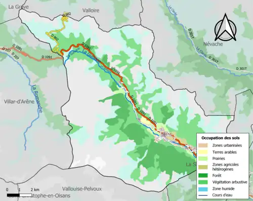 Carte en couleurs présentant l'occupation des sols.