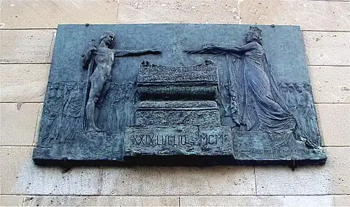 Plaque commémorative en bronze 29.7.1900 par Mario Nelli