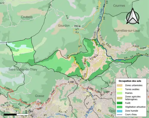 Carte en couleurs présentant l'occupation des sols.