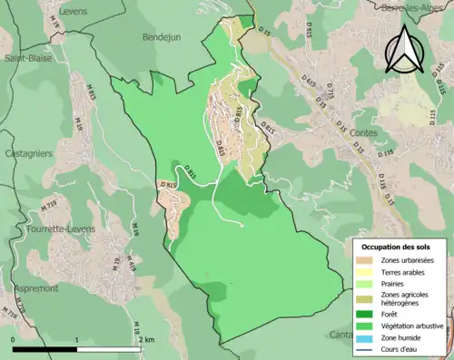 Carte en couleurs présentant l'occupation des sols.