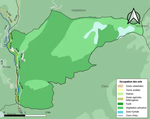 Carte en couleurs présentant l'occupation des sols.