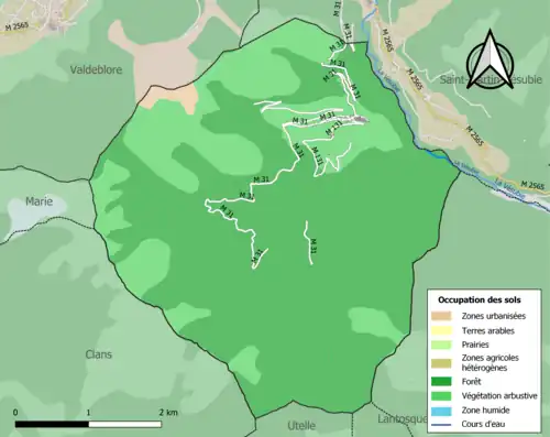Carte en couleurs présentant l'occupation des sols.